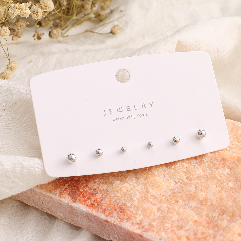 Bộ 3 đôi khuyên tai mạ bạc đính ngọc trai nhân tạo phong cách Hàn Quốc