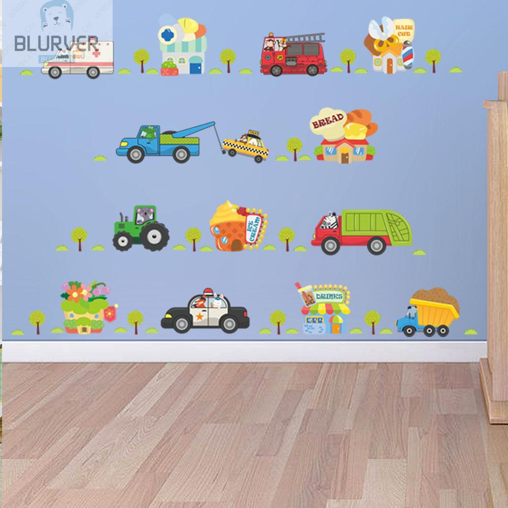 Giấy dán tường họa tiết xe hơi xinh xắn chống thấm nước kích thước 105*95cm trang trí phòng cho bé DIY