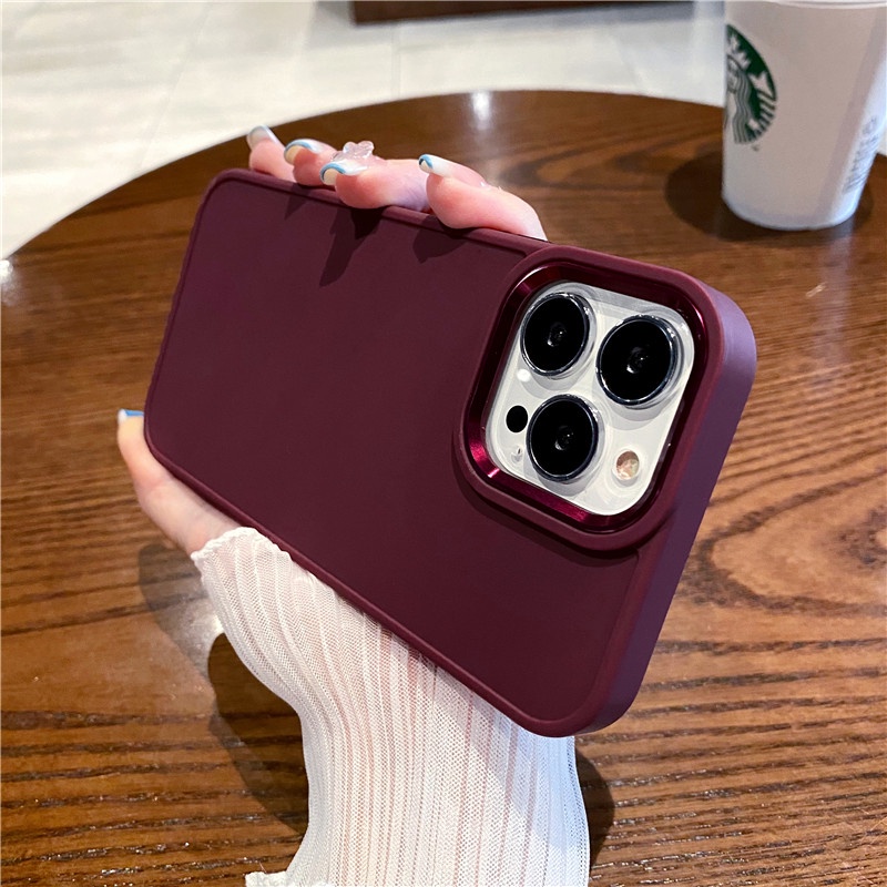 Ốp Điện Thoại Cứng Trong Suốt Viền Kim Loại Màu Kẹo Ngọt Chống Sốc Cho iPhone 11 12 13 Pro Max