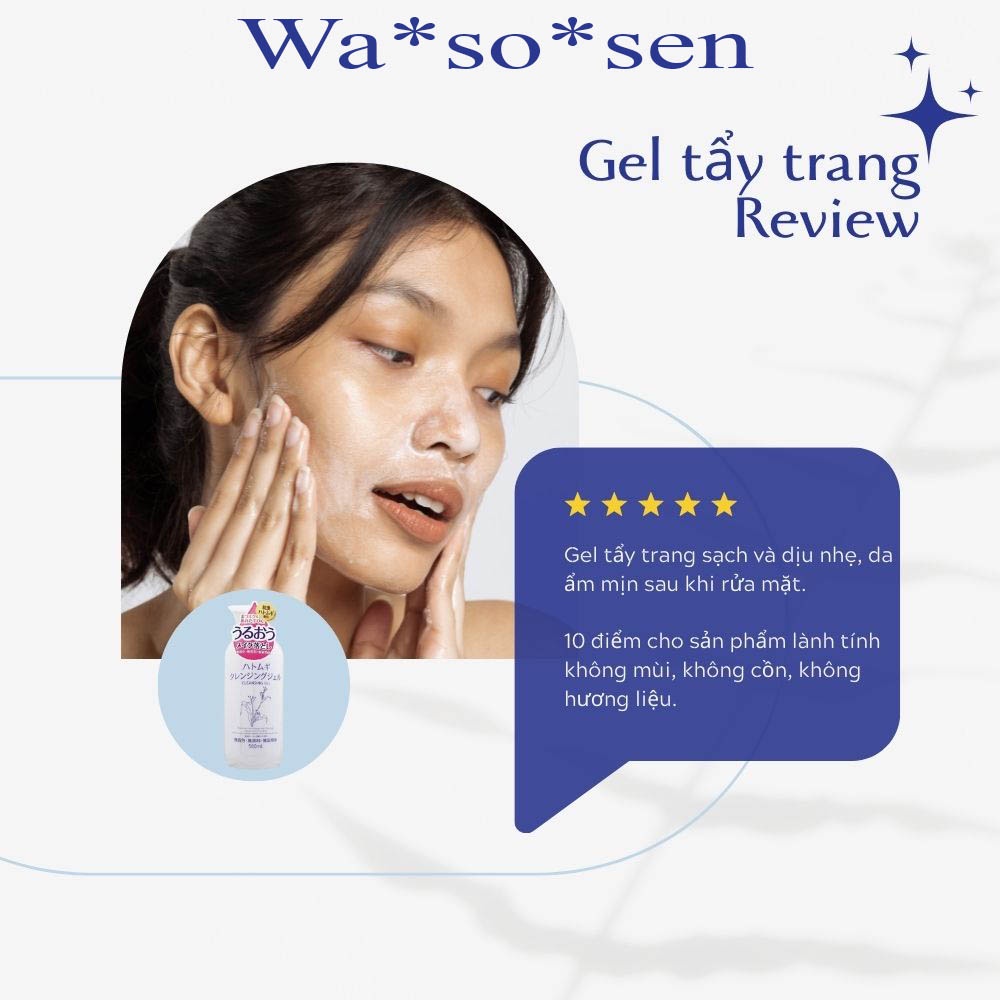 Gel tẩy trang Wasosen Hatomugi Cleansing Gel 500ml làm sạch và giữ ẩm da