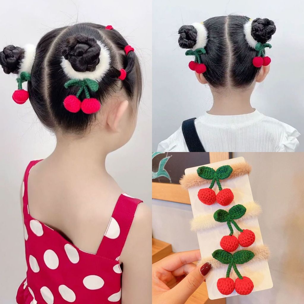 1 Dây Cột Tóc Hình Quả Cherry Dễ Thương Cho Bé Gái