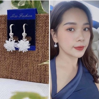 Bông tai pha lê bạc ta trẻ trung lấp lánh