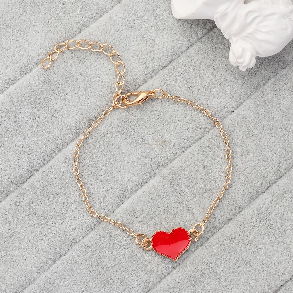 Vòng Đeo Tay Kiểu Xích Đính Mặt Hình Trái Tim Nhiều Màu Tùy Chọn Thời Trang Dành Cho Nữ