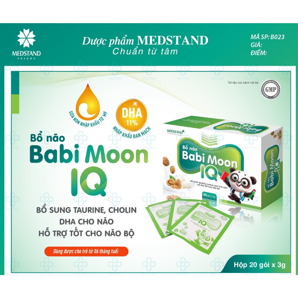 Bổ não Babi Moon IQ - Bổ sung dinh dưỡng, DHA cho não, giúp trẻ thông minh Dược MEDSTAND (Hộp 20 gói) [Chính Hãng]