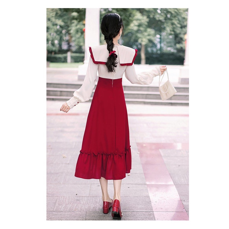 Đầm Midi Tay Dài Cổ Vuông Thêu Họa Tiết Thanh Lịch Thời Trang Mùa Thu Mới Cho Nữ | BigBuy360 - bigbuy360.vn