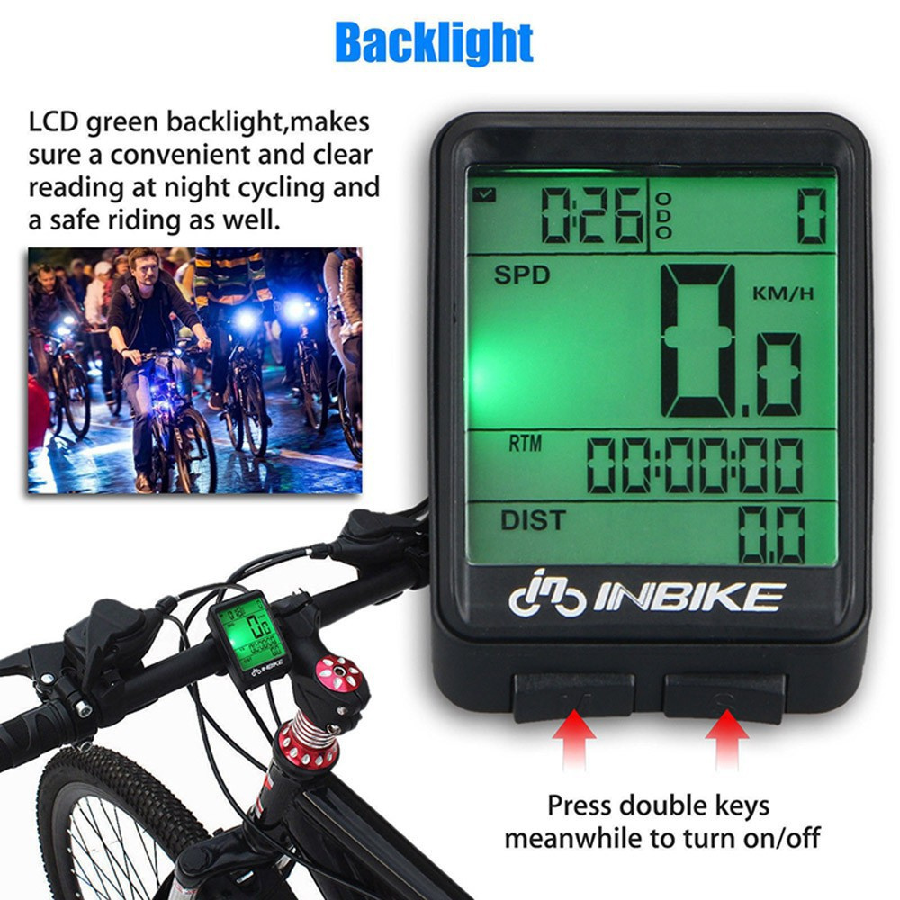 Đồng hồ tốc độ xe đạp INBIKE Xe đạp không dây Kỹ thuật số không thấm nước Đạp xe đạp Máy tính số dặm Đồng hồ đo tốc độ