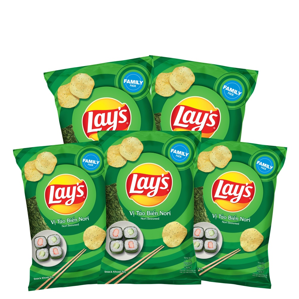 Combo 5 Snack Khoai Tây Lay's vị Tảo Biển Nori gói 150g