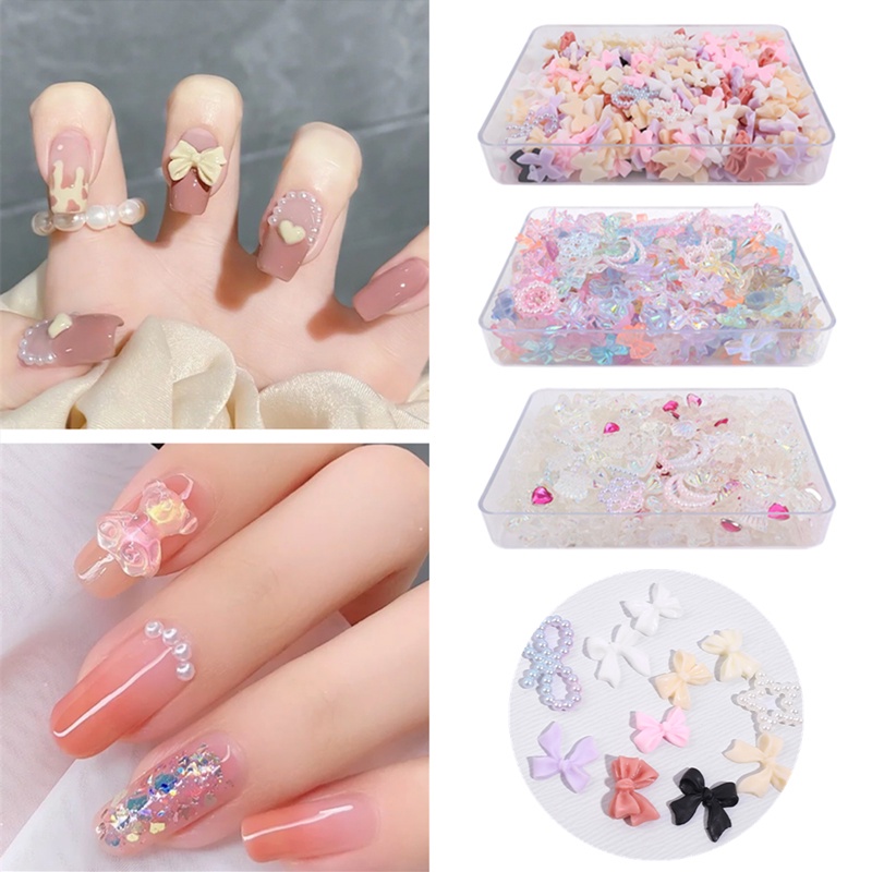 1 Hộp Phụ Kiện Đính Đá Trang Trí Móng Tay Họa Tiết Hoạt Hình Dễ Thương