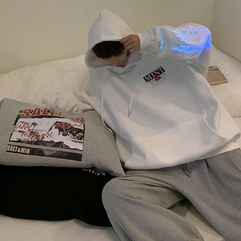 Áo Hoodie Nhung Dáng Rộng Phong Cách Hip hop Thời Trang Dành Cho Nam M-8XL