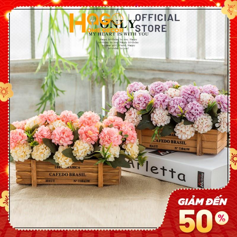 Hoa lụa, Giỏ hoa Gỗ  Cafe in cắm sẵn  nhiều mẫu hoa độc đáo, mới lạ