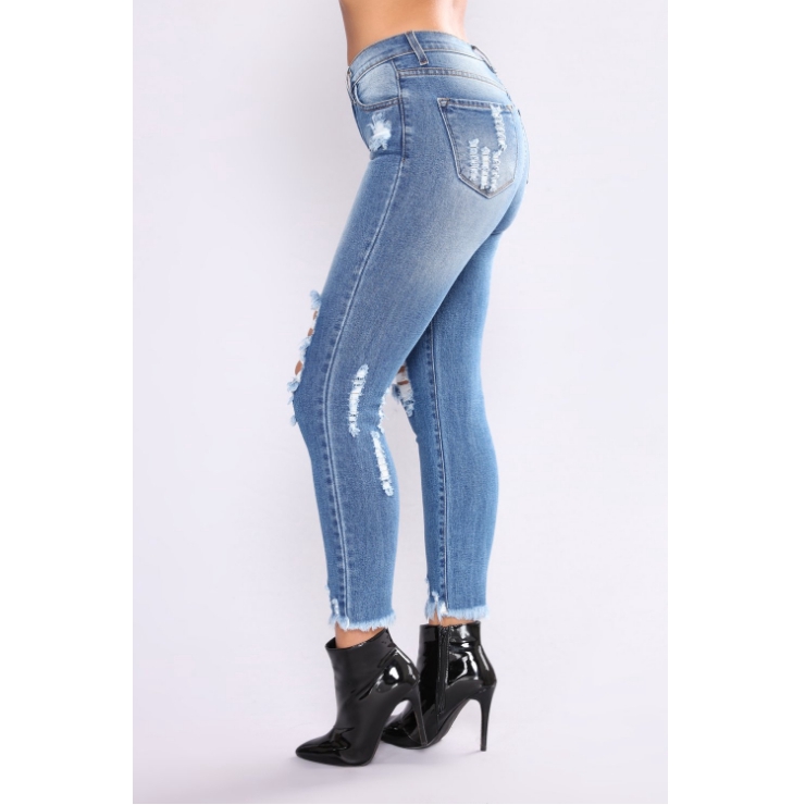 Quần legging giả jean rách size lớn cho nữ