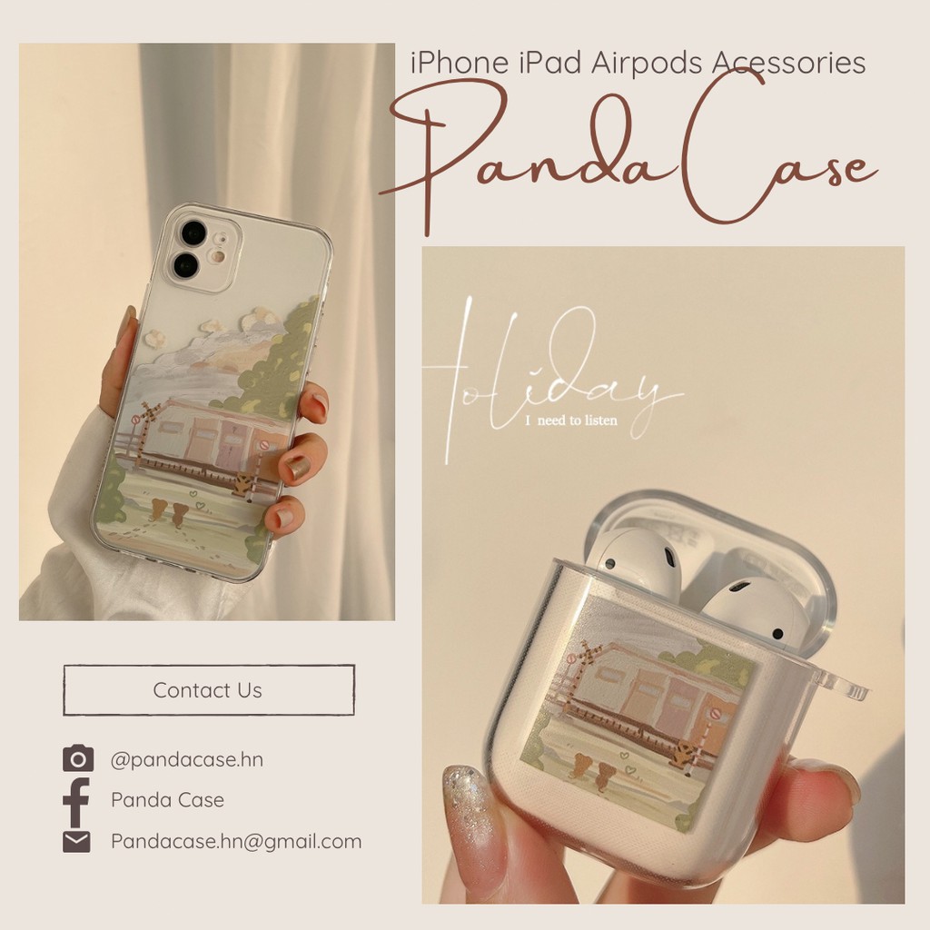 Vỏ case vin.ta.ge, bảo vệ bao đựng tai nghe airpods 1 2 - Ốp airpods chống va đập, trong suốt in hình