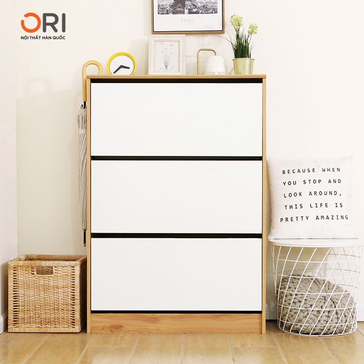 Tủ Giày Thông Minh Cánh Quạt Hiện Đại 3 Tầng Màu Trắng - SHOES CABINET - ORI NỘI THẤT HÀN QUỐC