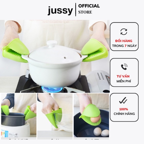 Cặp Găng Tay Bắc Nồi Silicon Jussy Official Kiểu Găng Tay Cao Su Hình Mỏ Vịt Dễ Dàng Cầm Nắm Đồ Dùng Nóng Chống Bỏng