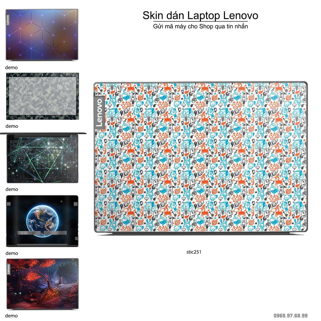 Skin dán Laptop Lenovo in hình hoạt hình animal - stic251 (inbox mã máy cho Shop)