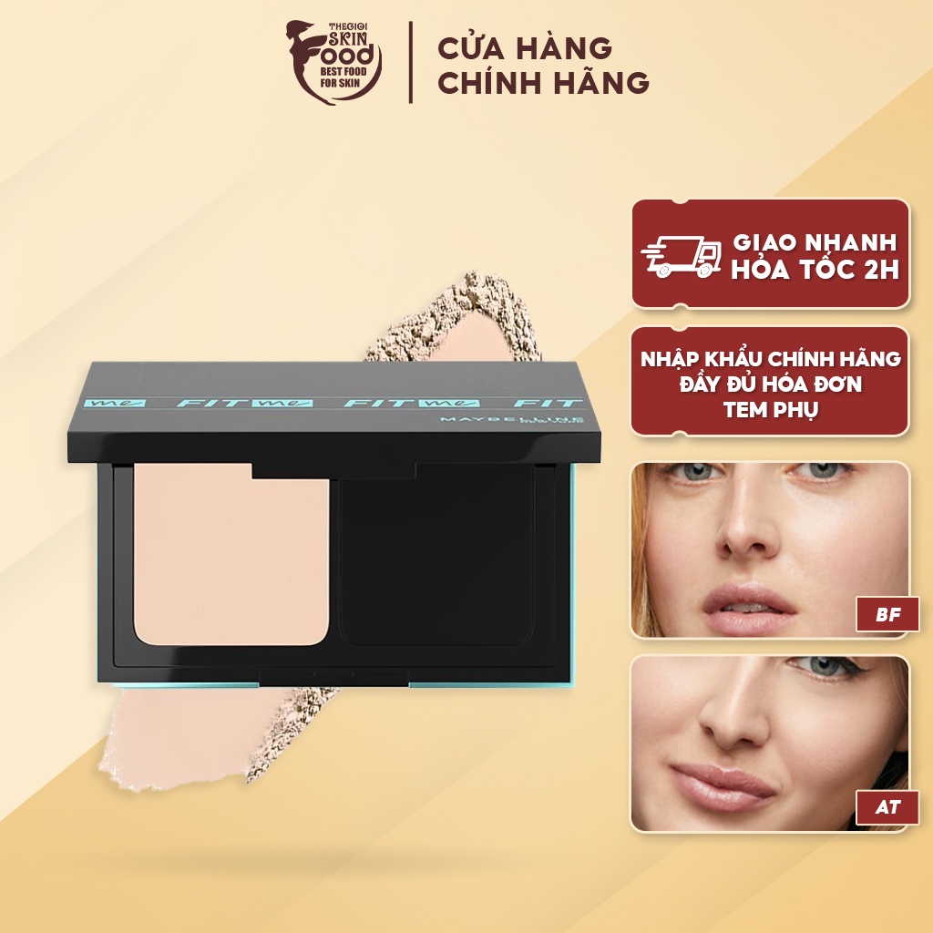 Phấn Nền Dạng Nén, Kiềm Dầu Che Phủ Hoàn Hảo Maybelline Fit Me Matte+ Poreless Powder Foundation SPF 44/PA++++ 9g