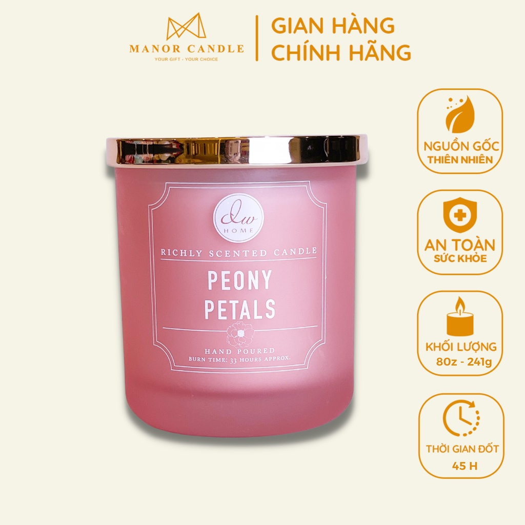 Nến thơm phòng PEONY PETALS cao cấp, 250g sáp cọ 1 bấc