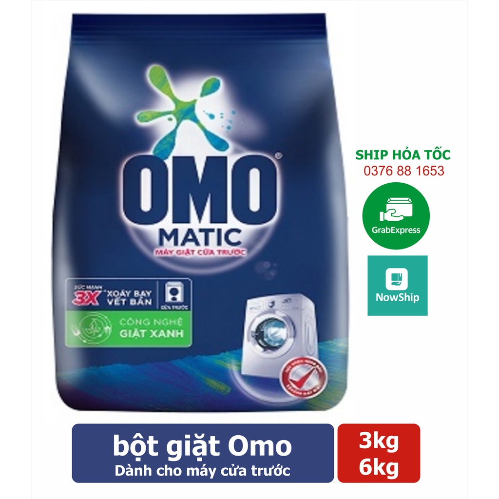 [Hỏa Tốc] Bột giặt Omo ÍT BỌT CHO MÁY CỬA TRƯỚC sạch khử mùi trọng lượng 3kg và 6kg