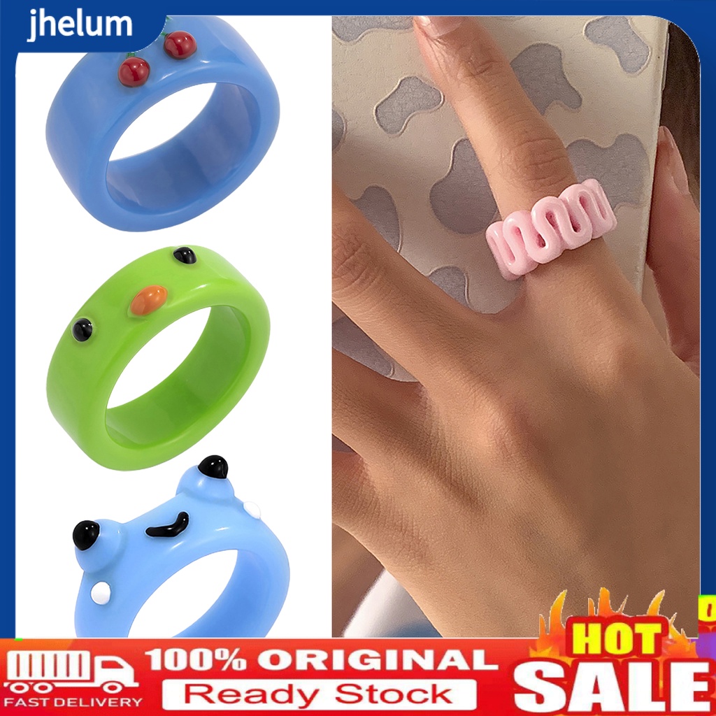 Nhẫn Đeo Tay Hình Con Ếch Bằng Nhựa Resin Nhiều Màu Sắc Cho Nữ