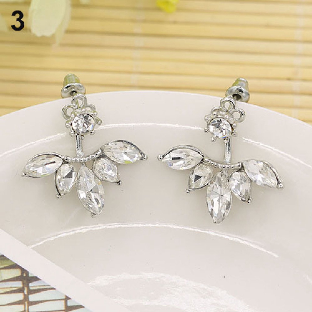 Khuyên tai hình chiếc lá đính đá phong cách thanh lịch dành cho nữ