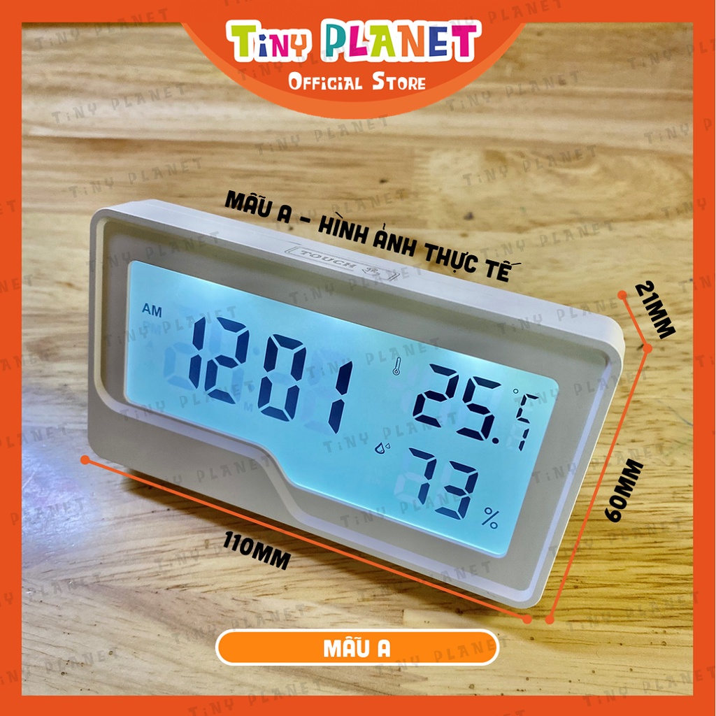 [2 MẪU] Nhiệt ẩm kế kèm đồng hồ đo nhiệt độ và độ ẩm phòng ngủ cho bé Tiny Planet có đèn ban đêm