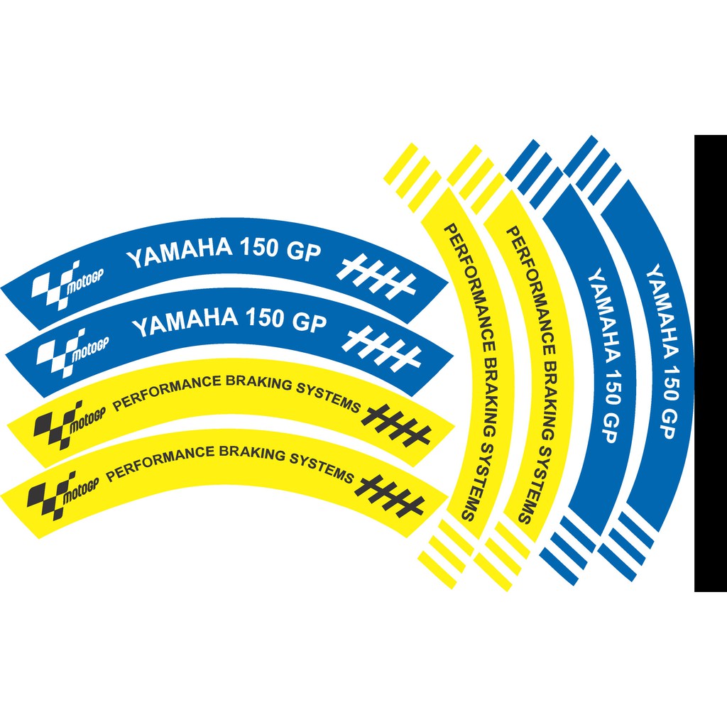 Tem dán full vành dán mọi loại xe màu xanh vàng, tem mâm trùm xe máy 16 miếng full 2 bánh trước sau. Decal trùm vành