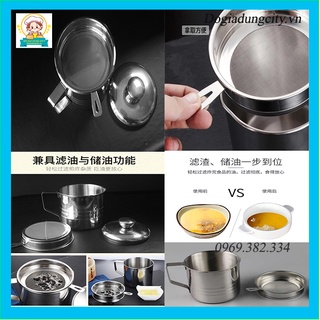 Ca Lọc Dầu Ăn Có Lưới Lọc Cặn Bằng INOX 304. Bình Đựng Dầu Chiên Lọc Cặn Dung Tích 1,2L. Ca Lọc Cặn Dầu Ăn Nhà Bếp