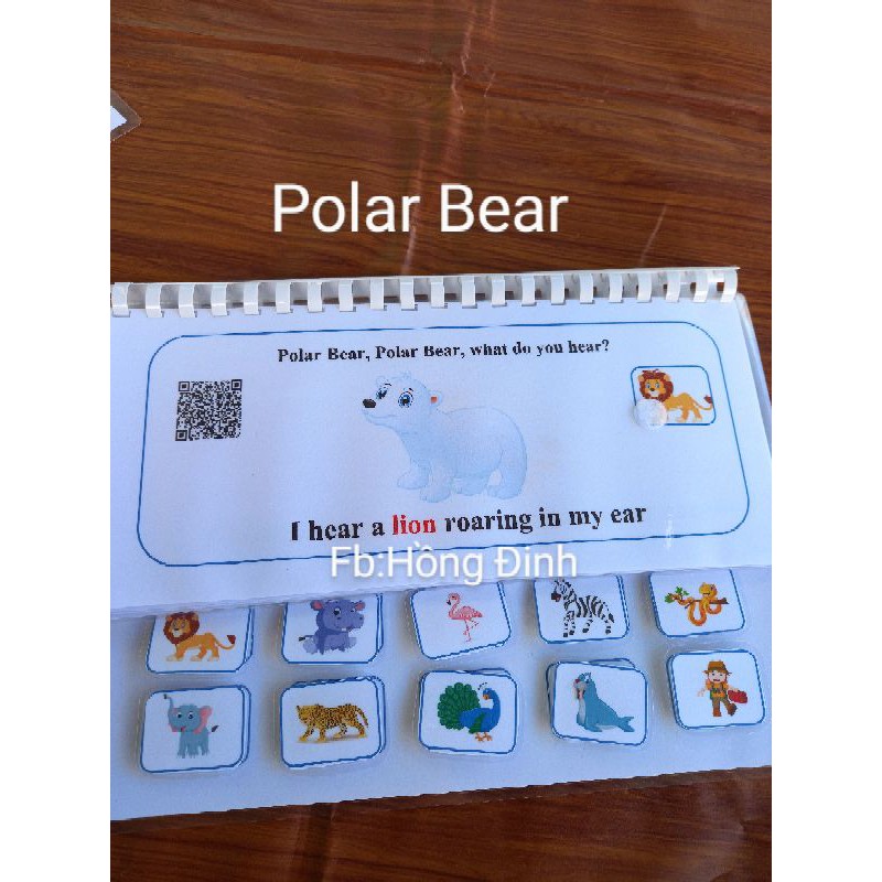 Bộ Bear 4 cuốn : Brown/Panda/Baby/Polar Bear bóc dán~Đồ chơi giáo dục Montessori