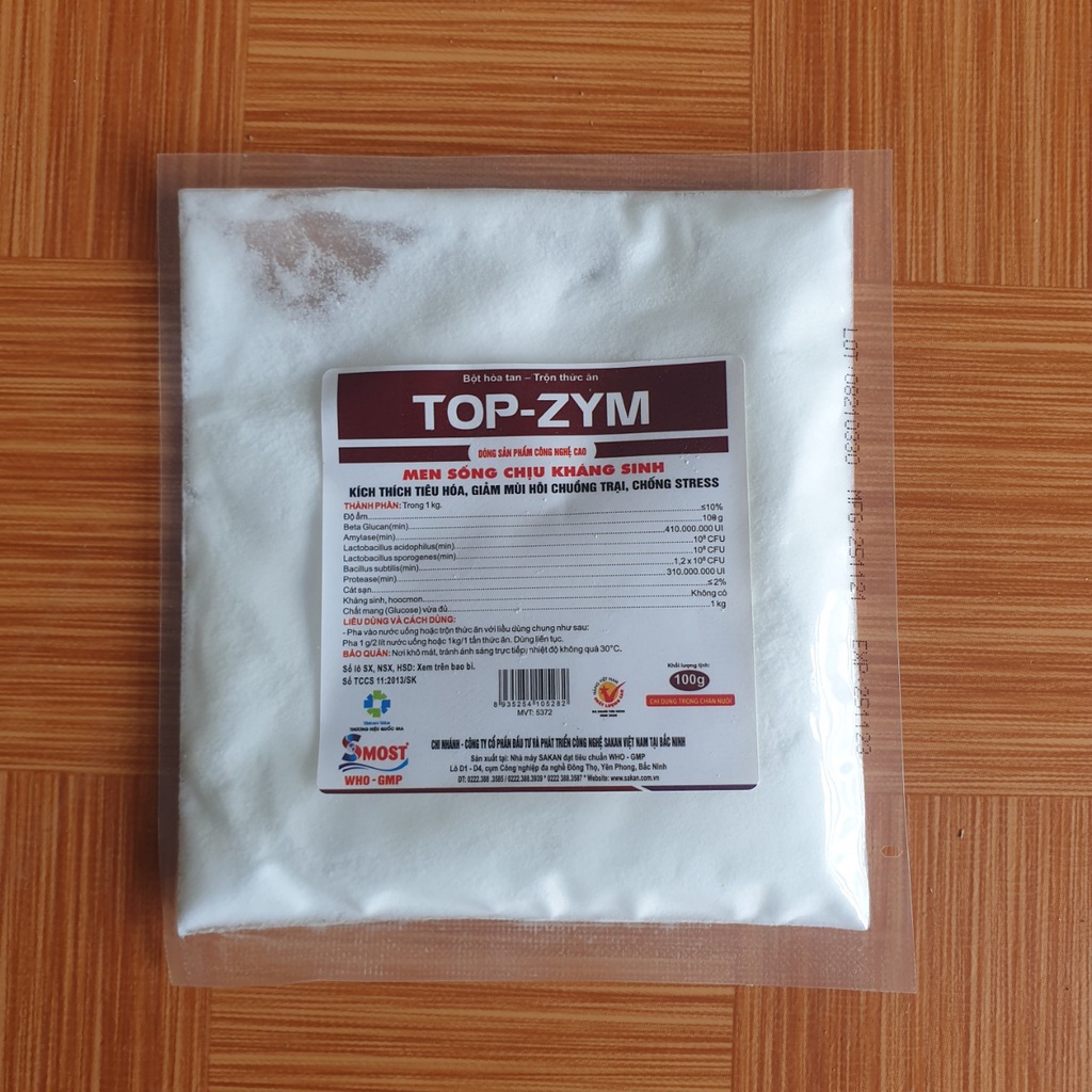 Men sống kích thích tiêu hóa - giảm mùi hôi phân chó mèo - vật nuôi TOP ZYM gói bột hoà tan 100g