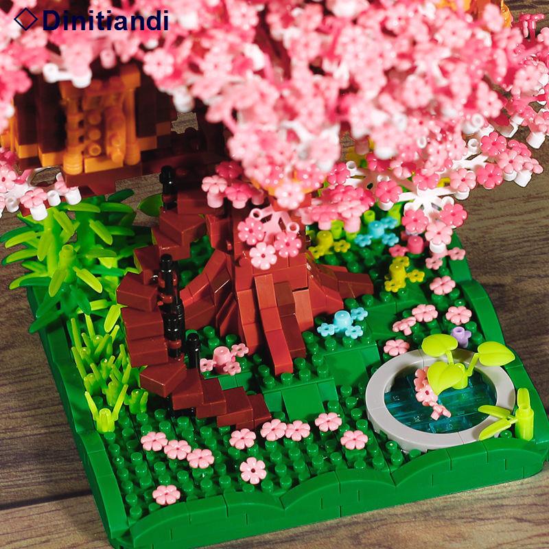 💥Sẵn sàng giao hàng🌈Tương thích với Lego Cherry Blossom Tree House Boys and Girls Câu đố Lắp ráp Khối xây dựng Đồ chơi