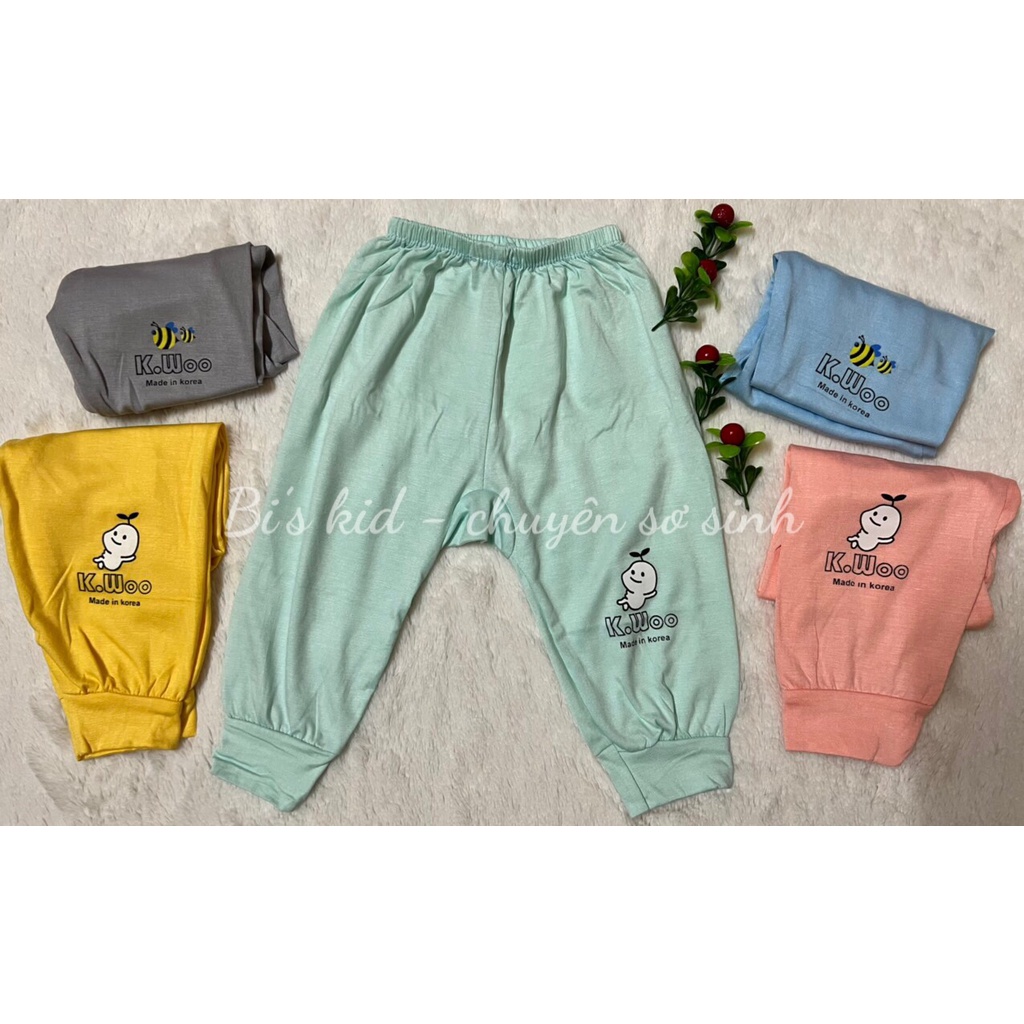 Quần sơ sinh dài thun lạnh bo gấu đáp đũng cho bé trai/bé gái từ 3-10kg , đồ sơ sinh bé trai gái
