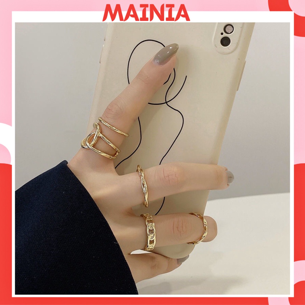Set 5 Nhẫn Hợp Kim Hàn Quốc Thời Trang Siêu Đẹp Mainia Shop