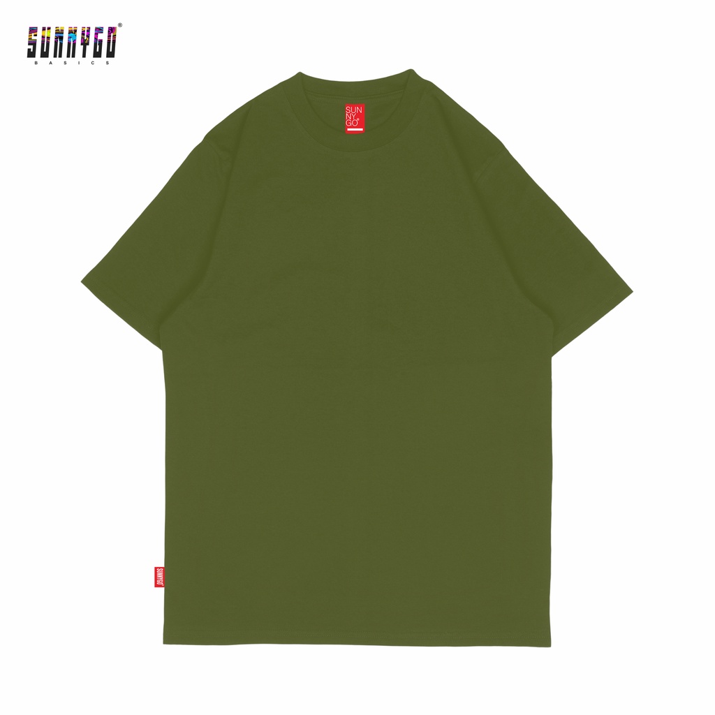 Sunnygo Basics - Áo Sơ Mi Trơn Màu Xanh Lá Cây Quân Đội 30s