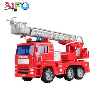 Mô hình xe cứu hỏa có cầu thang rút, phun nước có đèn và nhạc cho bé