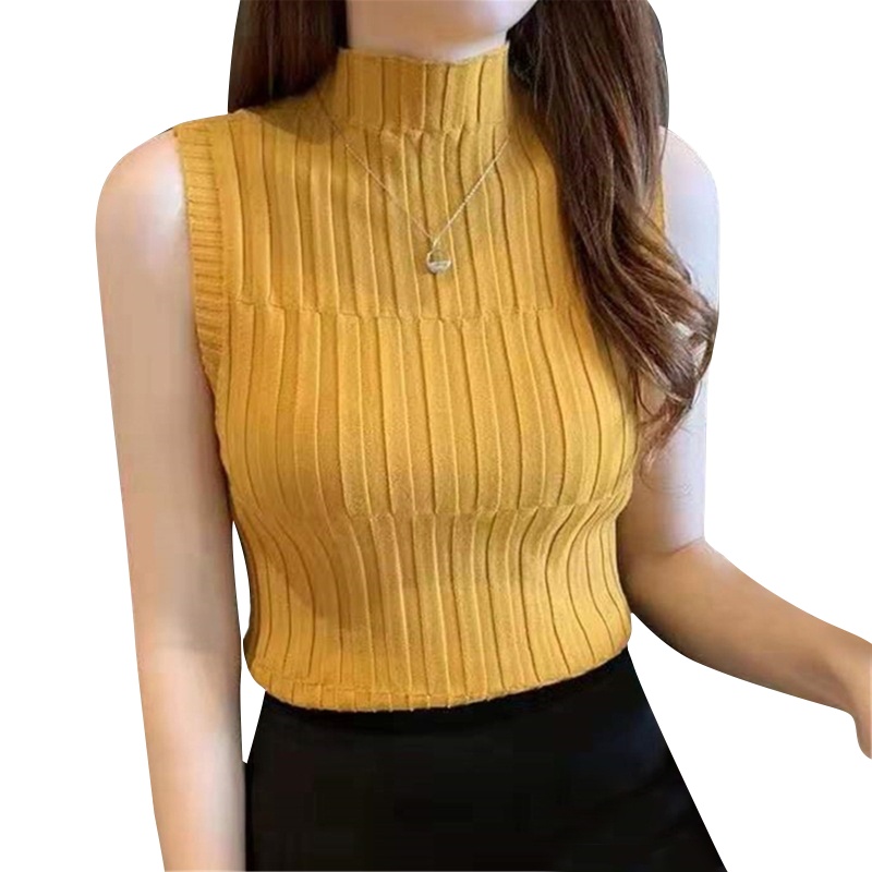 Áo Dệt Kim Sát Nách Cổ Lọ Thời Trang Cho Nữ