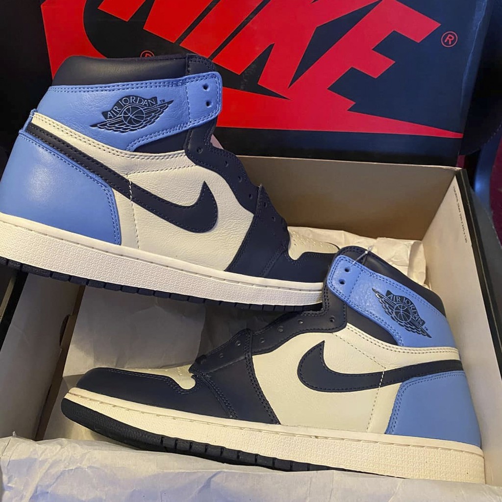 (FREESHIP+FULLBOX) Giày Thể Thao AIR JORDAN 1 Retro High Obsidian UNC Xanh Than Gót Xanh Dương Cổ Cao Clever Man Store