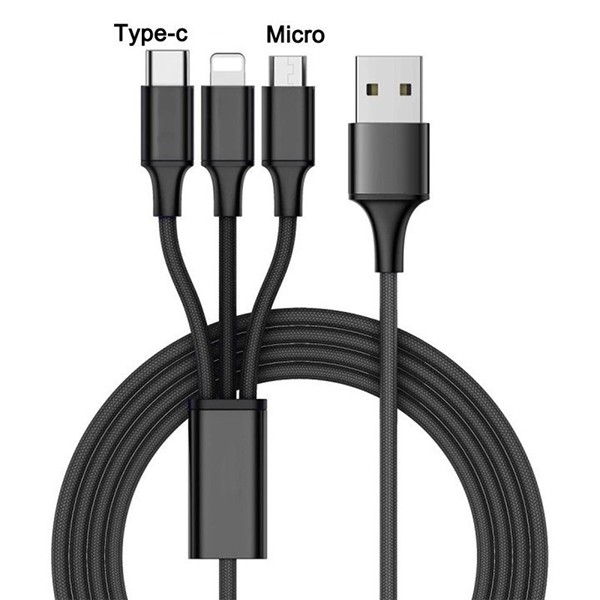 Sạc dây đầu usb đa năng 3 đầu sạc hỗ trợ sạc nhanh tiện dụng