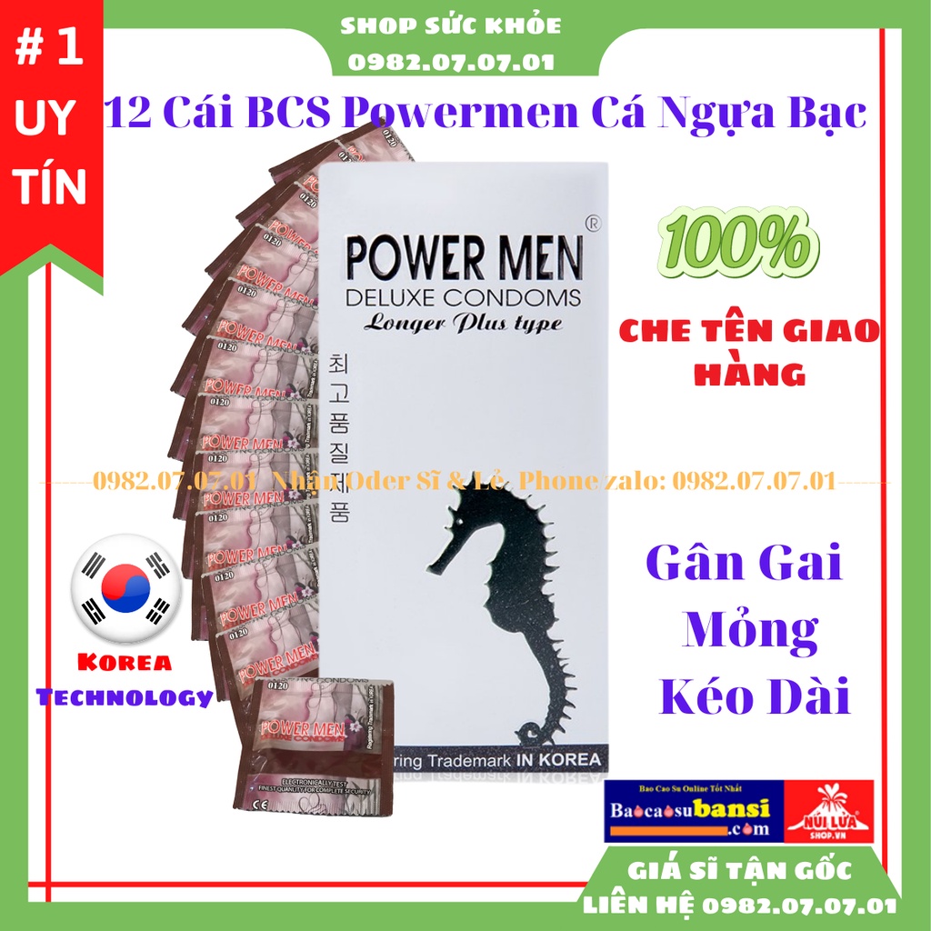 Bao Cao Su Cá Ngựa Bạc Powermen Longer Plus 12 Cái Chính Hãng Có VAT - Shop Phân Phối Chính Hãng, Buôn Bán Sĩ Toàn Quốc
