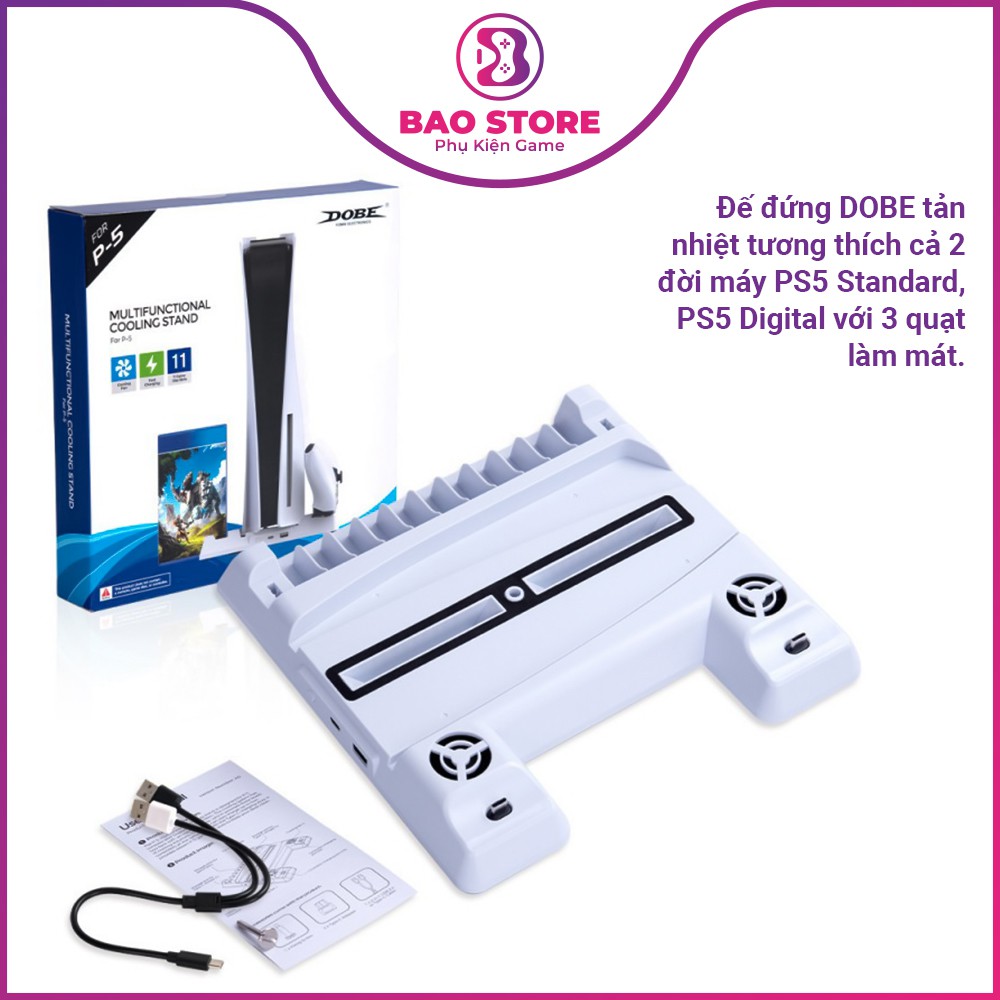 Đế Đứng Tản Nhiệt Máy PS5 Hàng Chính Hãng Dobe, có khe để đĩa game l Tương thích 2 đời máy PS5
