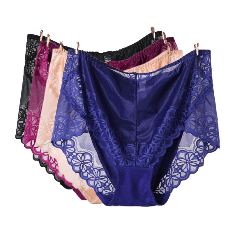Lace Embroidery High Waist Panties Women Sexy Lingerie Briefs Big Size Underwear Seamless Transparent Breathable Soft 4XL-6XL | BigBuy360 - bigbuy360.vn