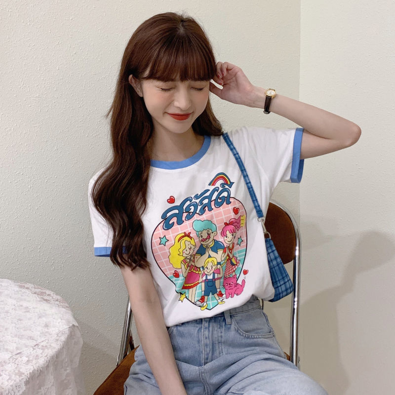 Áo Phông Nữ Summer New T-shirt Loose Lovely Student Sweet Childlike Short Sleeve T-shirt Blouse