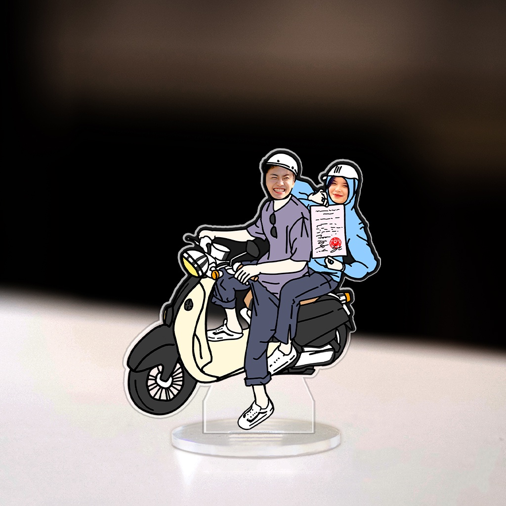 Mô hình standee cặp đôi Diệu Nhi Anh Tú trend trào lưu giấy đăng kí kết hôn Chibi Custom Thay Mặt in theo yêu cầu HM