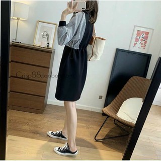 Váy kẻ sọc chun eo dành cho nữ