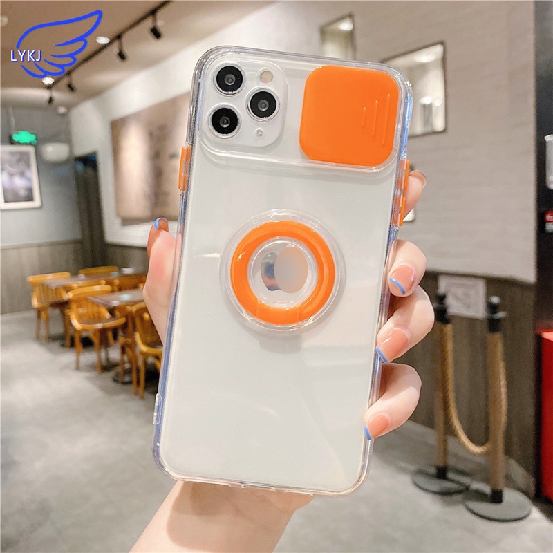 Transparent sliding window with bracket lens protection mobile phone soft case for iPhone 13 11pro 12promax XS XR xsmax 13promax 7p 8p mobile phone protective case TPU