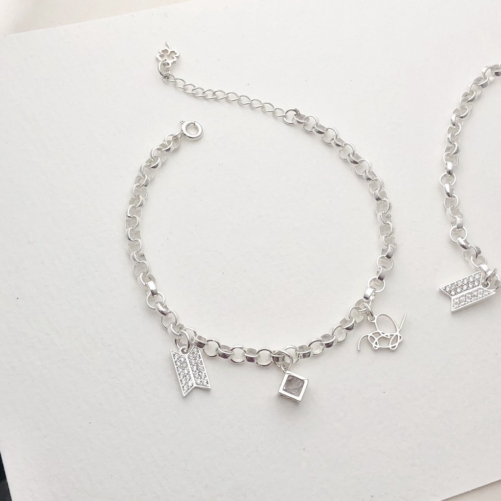 Lắc tay bạc nữ vòng tay nhóm nhạc gắn charm