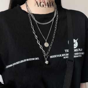 vòng cổ Nhiều Lớp Phong Cách Hip Hop Hàn Quốc