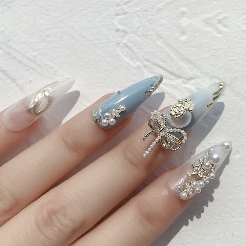 Bộ 2 phụ kiện trang trí móng tay hình bướm hiệu ứng 3D bằng kim loại