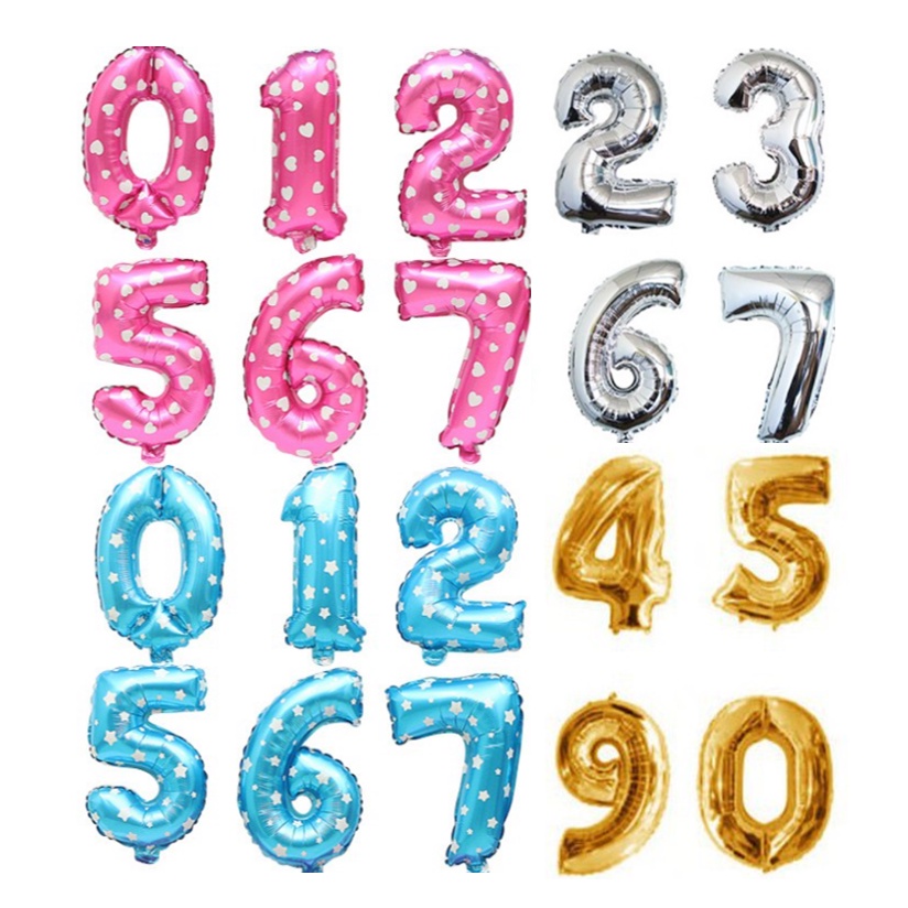 BÓNG NHÔM SỐ SIZE 40CM trang trí sinh nhật, sự kiện number balloon for party