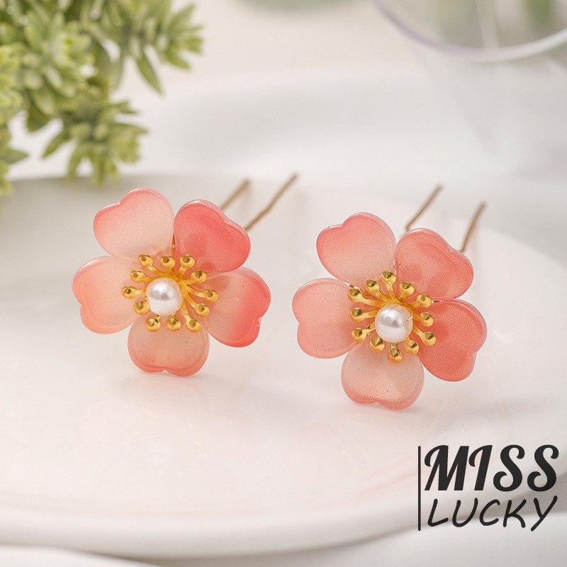 Set 2 Cài Tóc Hình Hoa Đính Ngọc Trai Xinh Xắn Cho Cô Dâu