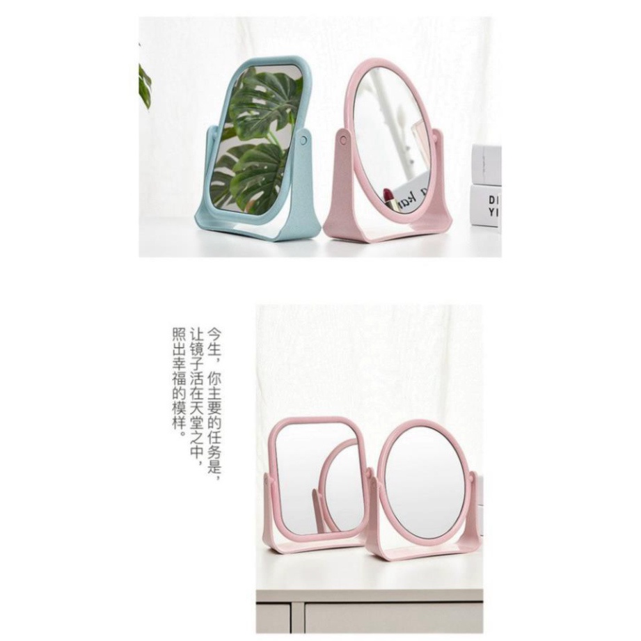 PVN24946 Gương trang điểm để bàn lúa mạch 2 mặt gương xoay phong cách Hàn Quốc T2